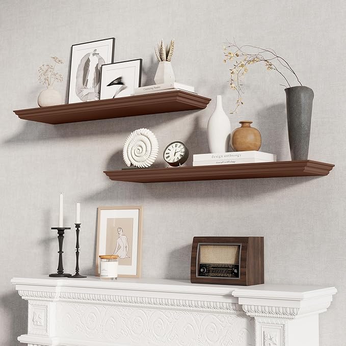 Fun Memories Floating Shelves 36 Inch Long, 9.3 Inch Deep Classic Crown Molding