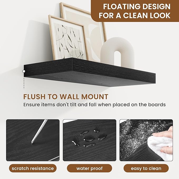 fuqing Floating Shelves for Wall, Wall Mounted Wood Floating Shelf