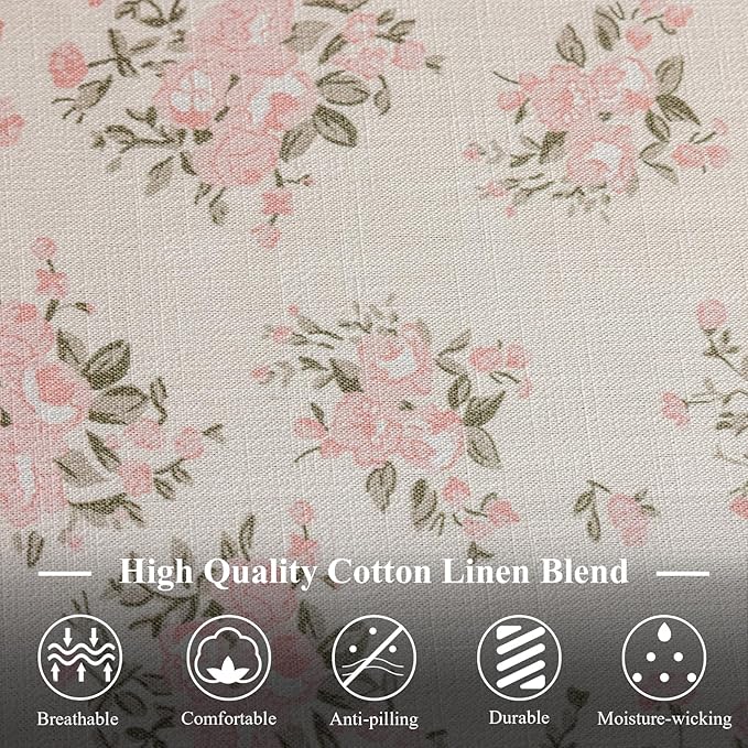 VClife Shabby Chic Pink White Floral Tablecloth