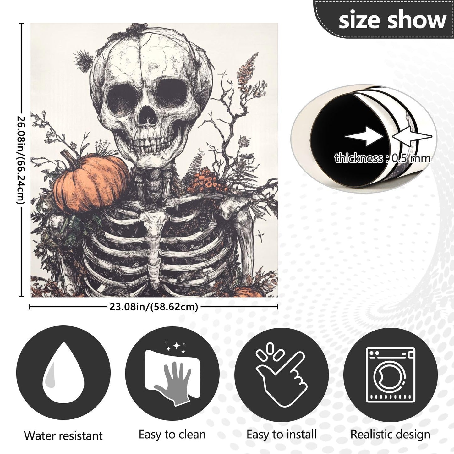 ALAZA Halloween Pumpkins Skeleton Dishwasher Magnet Cover Magnetic Refrigerator Magnet Cover Fridge Sticker Home Kitchen Decor,23 x 26 inch