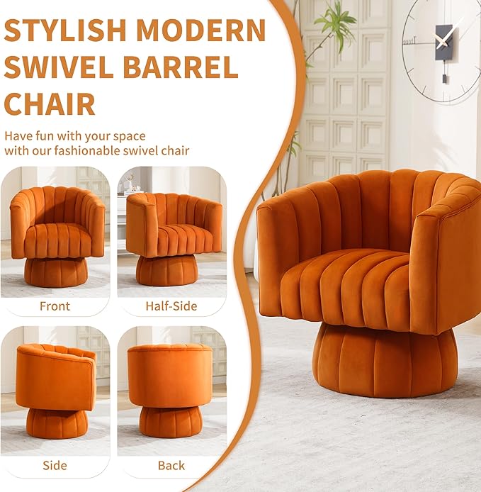 Swivel Accent Barrel Chair Set of 2- Cute Comfy Small Round 360° Arm Chair