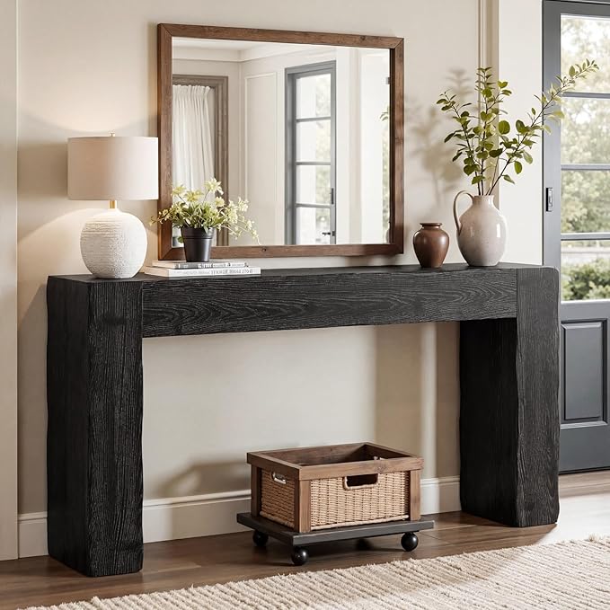 Tribesigns 63-Inch Solid Wood Console Sofa Table, Farmhouse Long Entryway Table