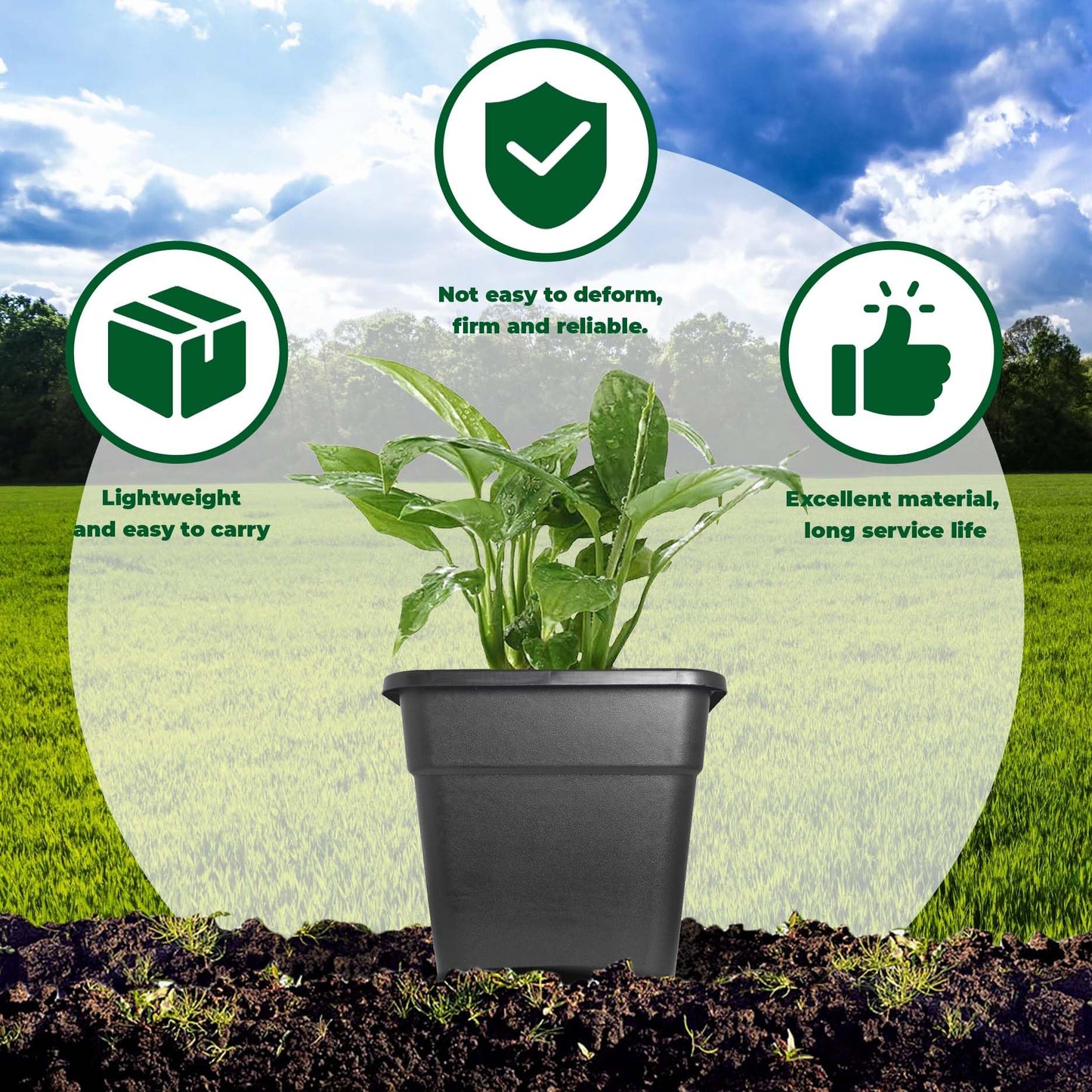 LiGuVCY Plant Pots Flower Pot 10-Pack 2 Gallon Planter Nursery Pot Garden Seedling Planters Containers Plastic Injection Molded Pots with Drainage Holes for Outdoor Indoor Plants Vegetables, Black