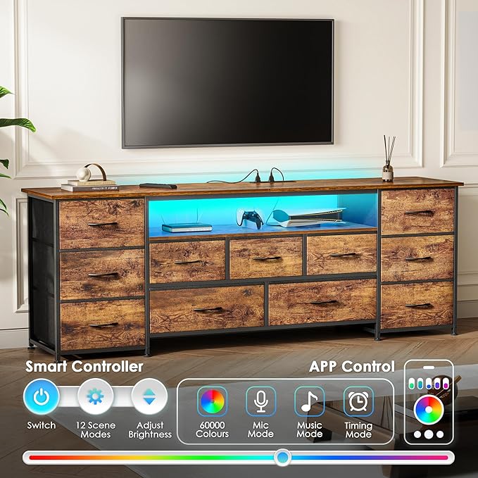 Huuger 63 Inch TV Stand for 65, 70 Inch TV, 11 Drawer Long Dresser