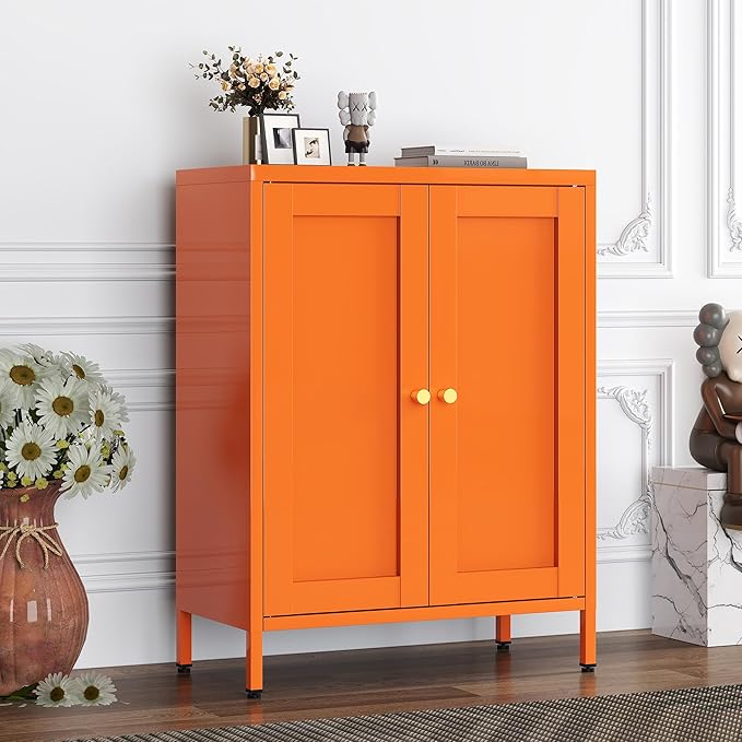Orange Metal Storage Cabinet