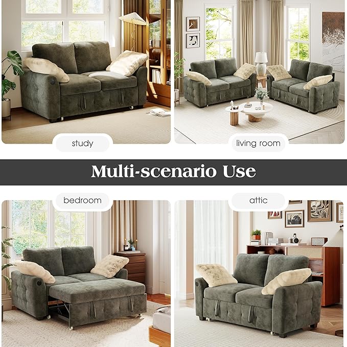 Ihanherry 59-inch Convertible Sofa Bed, Pull Out Sleeper