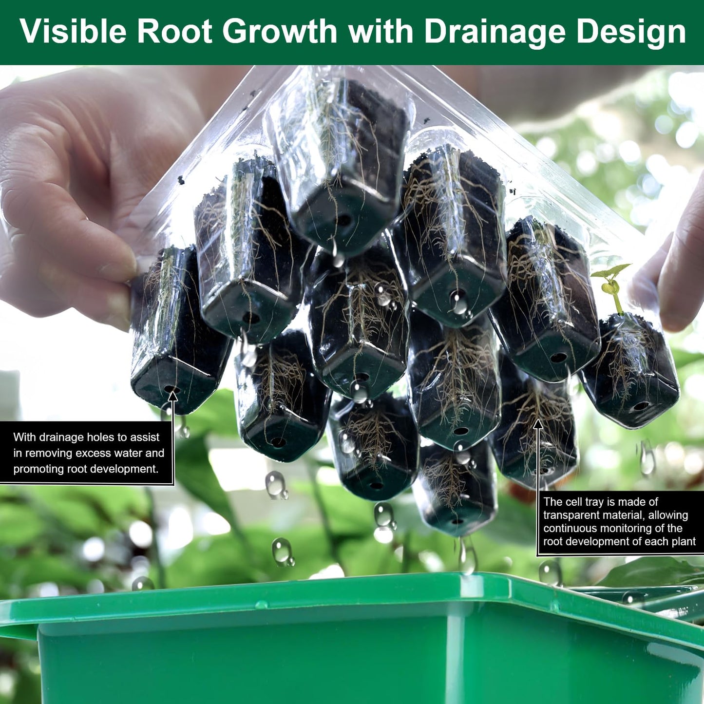Yalumo Seed Starter Tray Kit, 12 Pack 144 Cells with Humidity Dome, Reusable Seedling Trays with Drainage Holes, Plant Germination Kit with Labels & Tools for Mini Greenhouse Propagator Indoor Garden