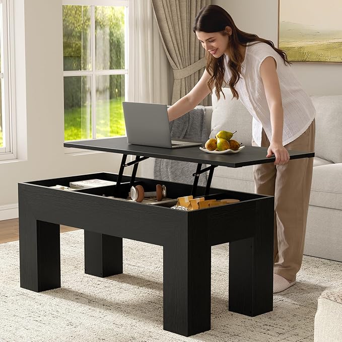 FABATO 41.7'' Lift Top Coffee Table, Wooden Rectangle Coffee Table