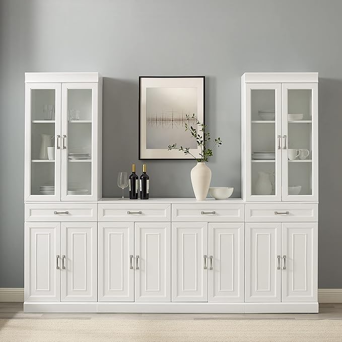 Crosley Furniture Stanton 3-Piece Sideboard Buffet Cabinet and Glass Door