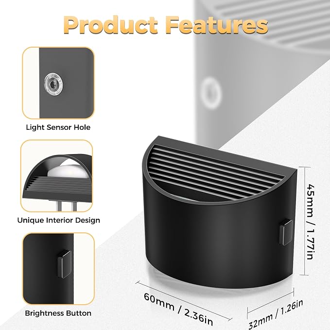 DORESshop LED Night Light[2 Pack], Night Lights Plug into Wall, 3 Level Brightness Adjustable Plug in Night Light, Dusk to Dawn Sensor, Nightlights for Adults, Bedroom, Bathroom, Hallway, Amber