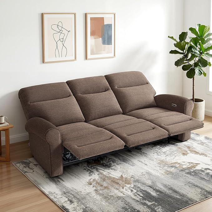 MCombo 87.8" Wall Hugger Power Reclining Sofa, 3-Seat Triple Recliner Couch