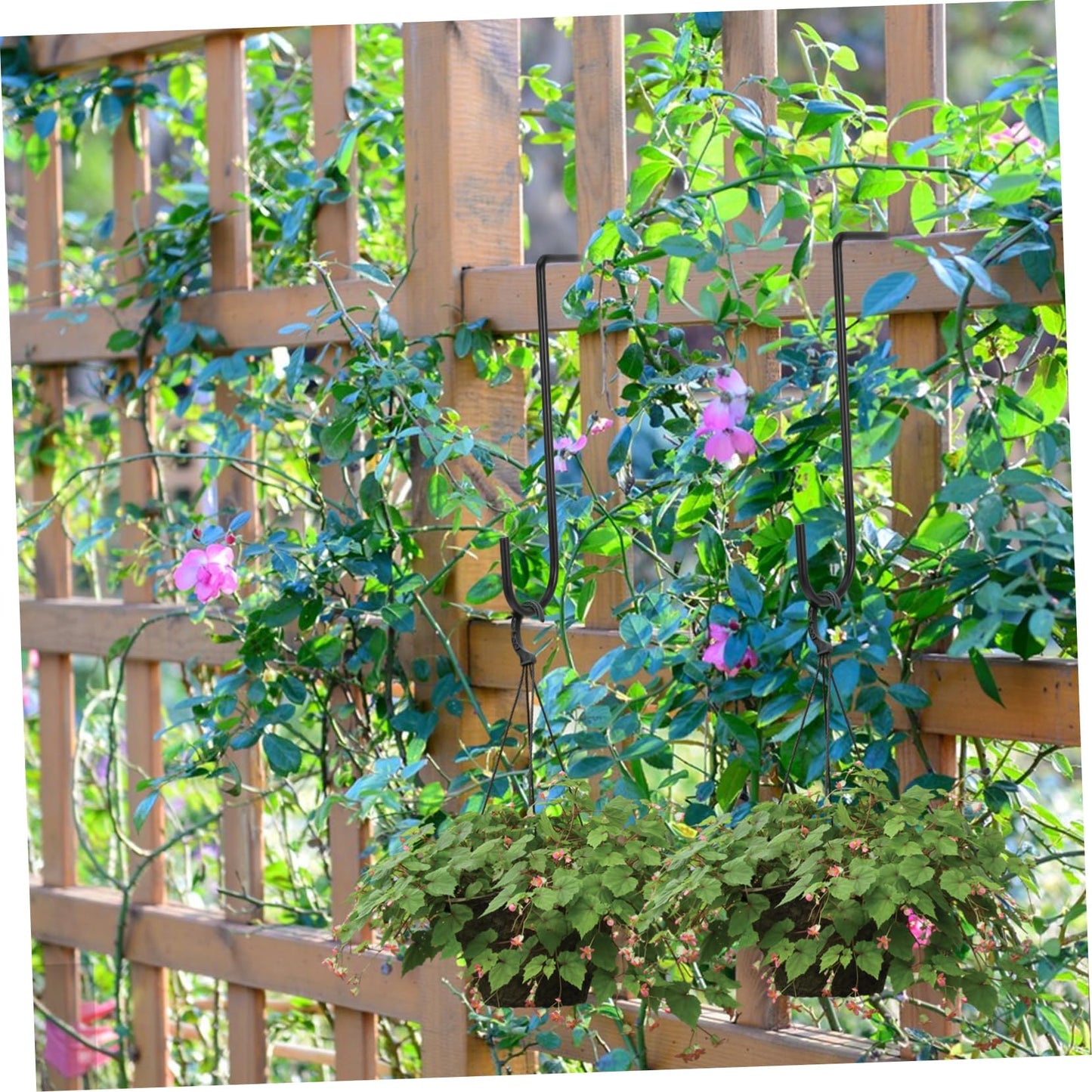 BESPORTBLE 8pcs Heavy Duty Black Fence Hooks for Hanging Plants Planters Bird Feeders Lights Easy to Install Space Saving Design for Decks Railings Gardens