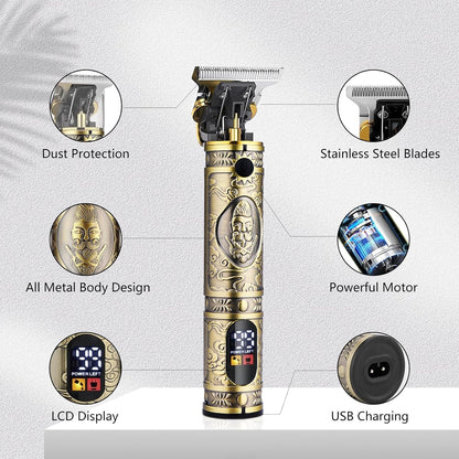 Soonsell Professional Hair Clippers for Men Cordless， Mens Clippers and Grooming Set，Electric Shavers, Clippers and T-Blade Trimmers Set，Hair Cutting Kit LCD Display（Bronze