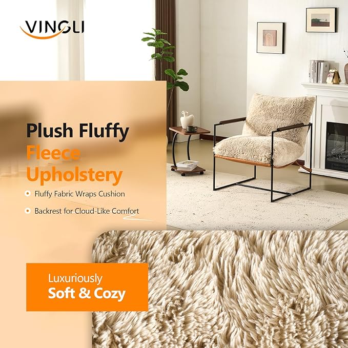VINGLI 28" Wide Plush Upholstery Sling Modern Accent Chairs Set of 2, Cute