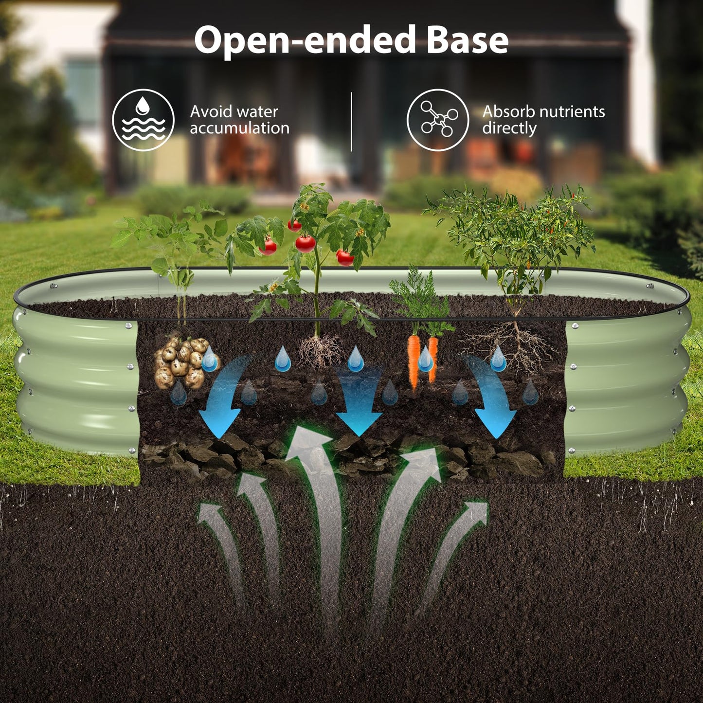 Winpull Raised Garden Bed Kit, 5x2x1 ft Galvanized Planter Box Outdoor with Safety Edging, Large Metal Raised Beds for Gardening Vegetables Flower Fruits (Avocado Green)