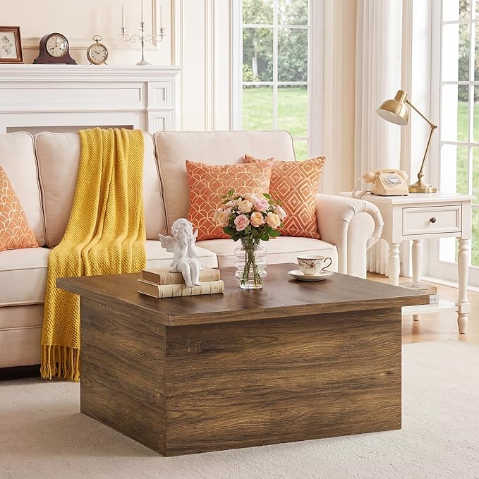 HUAHUU 31.5" Lift Top Coffee Table, 4 in 1 Square Coffee Table