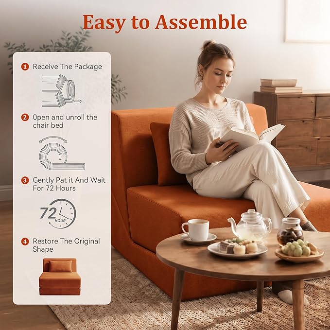 Fold Out Chair Bed, Folding Sofa Bed, 3 in 1 Convertible Sleeper Chair Bed