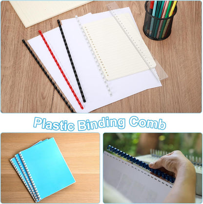 PATIKIL 16mm (5/8") Plastic Binding Combs, 50 Pcs 21 Rings Comb Binding Spines 120 Sheet Capacity Letter Size for Binding Paper Sheets Notebook Calendar Picture Album, Red