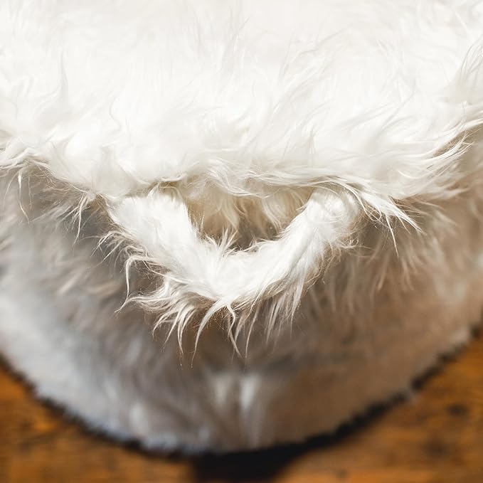 Big Joe Milano Bean Bag Chair, Ivory Shag Fur, Soft Faux Fur, 2.5 feet