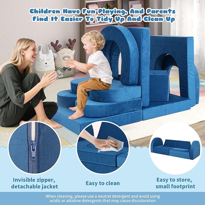 12 Pcs Modular Kids Play Couch, Toddler Couches That Fold Out, Plush Foam Chair
