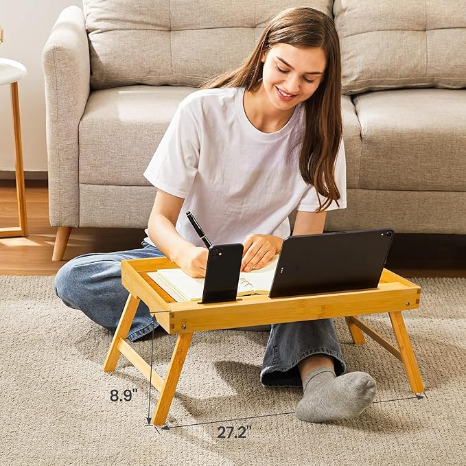 Bamboo Bed Tray Table, Large Breakfast Tray