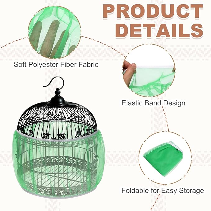 Bird Cage Seed Catcher, Bird Cage Net Cover Seeds Guard, Universal Birdcage Accessories, Blue/Green, Circumference 31.5"-43.3", Height 7.9" for Parrot Cockatiel Enclosures