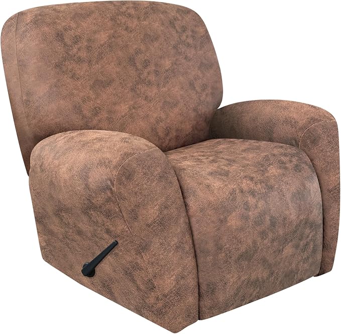 ANARACHON Recliner Chair Covers Leather Look, 4 Pieces Recliner Covers Non Slip