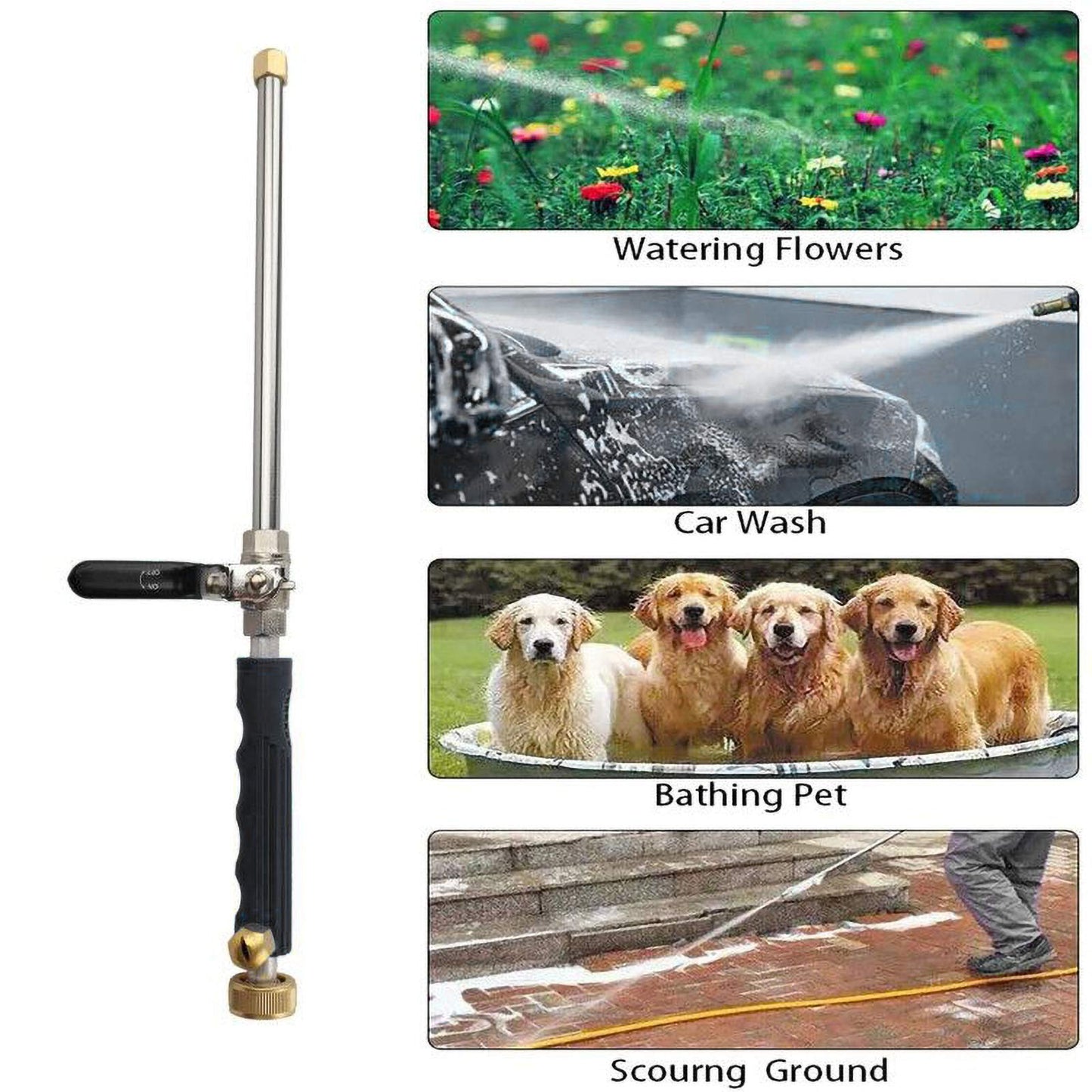 YunGuoGuo 39'' High Pressure Washer Hose Attachment Jet Nozzle,Hose into Power Washer Sprayer Wand with Flexible Hose Nozzle,Cleaning Tool for Gutter Patio Car Pet Window Glass Black