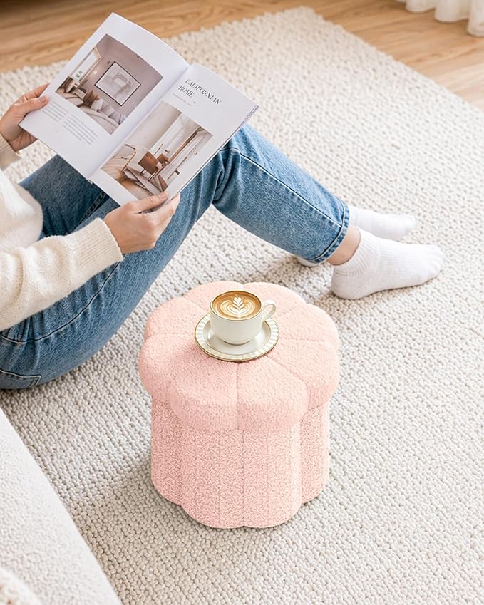 B FSOBEIIALEO Storage Ottoman Foldable, Sunflower Shaped Small Footrest