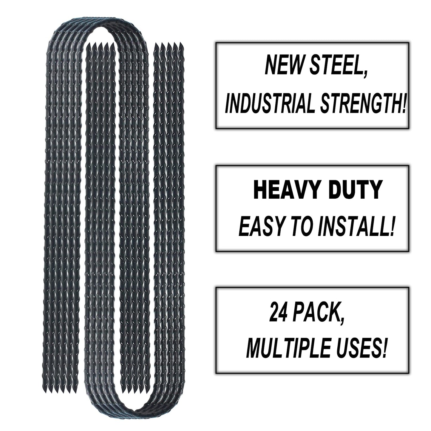 Trampolines Wind Stakes 24 Pack, 12 Inch Heavy Duty U Shaped Rebar Stake Ground Anchors Galvanized Steel Safety Trampoline Anchors for Garden Decoration, Camping Tents, Soccer Goals, etc