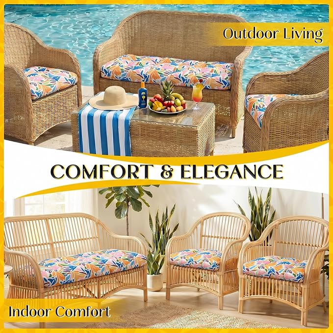 1 MIDDLE ONE Wicker Chair Cushions 3 Pieces Set