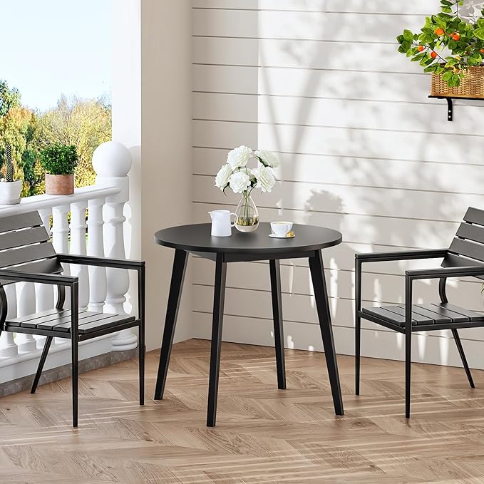 HOOBRO Bamboo Dining Table, Round Dining Table