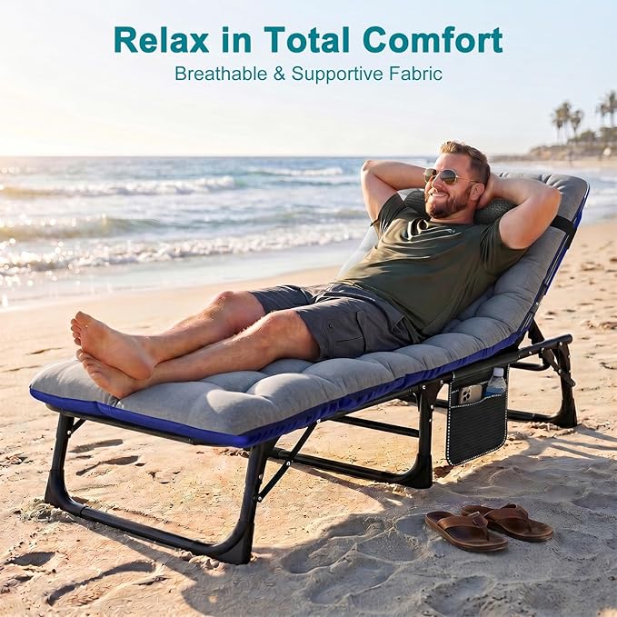 ABORON 2PK Heavy Duty Tanning Chair, 5-Gear Outdoor Folding Chaise Lounge Chair