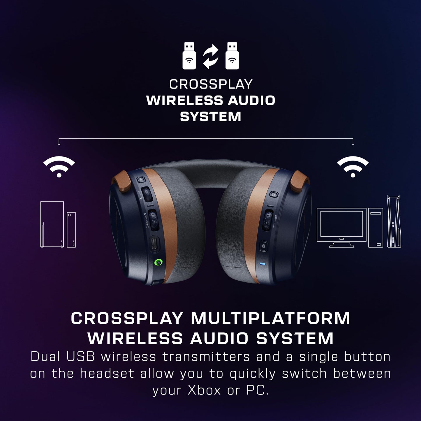 Turtle Beach Stealth 700 Gen 3 Wireless Multiplatform Amplified Gaming Headset for Xbox Series X|S, Xbox One, PC, PS5, Mobile – 60mm Drivers, AI Noise-Cancelling Mic, Bluetooth, 80-Hr Battery – Cobalt