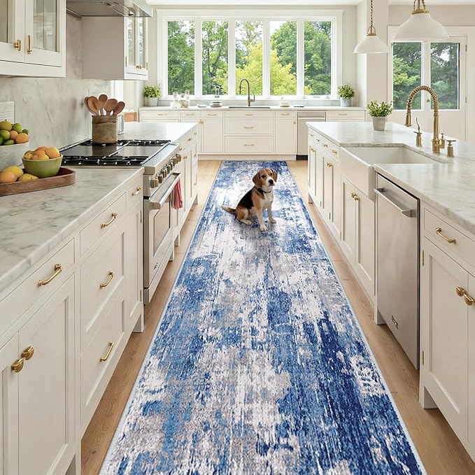 RELEANY Washable Area Rugs 3x12 Non-Slip Modern Abstract Soft