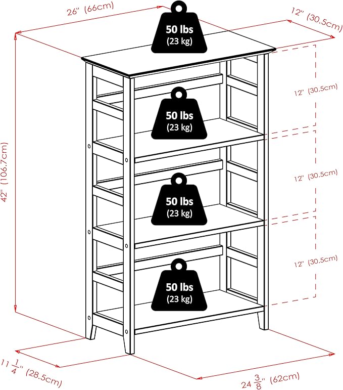 Winsome Studio 3-Tier Bookshelf, Classic Display Bookcase, Functional & Stylish