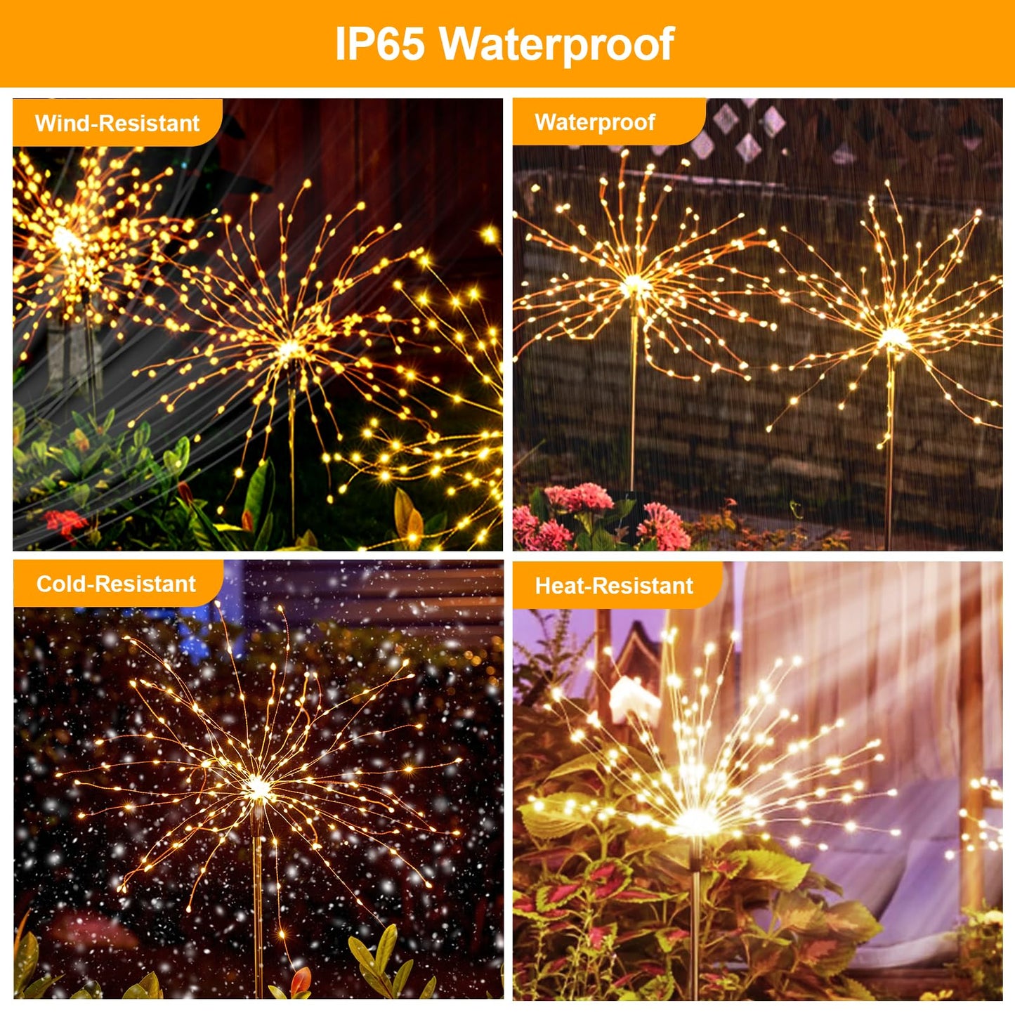 Galavasen Solar Fireworks Lights for Outside, 150 LED Firework Solar Lights Outdoor Waterproof,Garden Fairy Twinkling Tree Stake for Yard Patio Pathway Wedding Christmas Diwali Decor 8 Pack Warm White