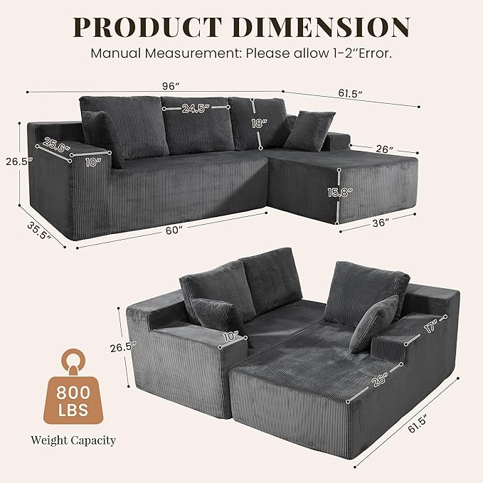 GRUSIGN Cloud Sectional Boneless Couches