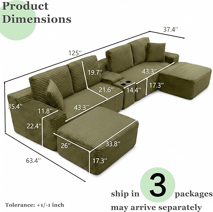 125" Oversized Sectional Couches