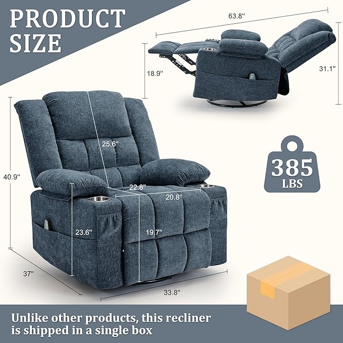 Korser 360° Swivel Rocker Recliner