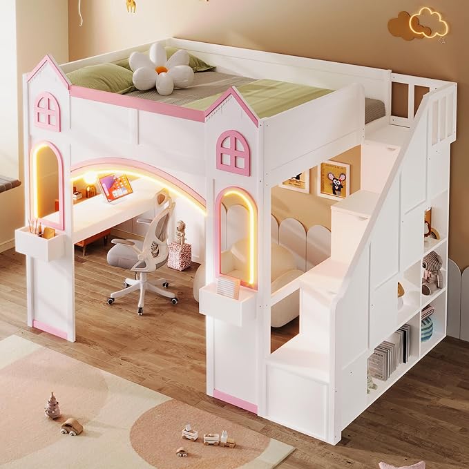 Princess-Themed Castle Loft Bed