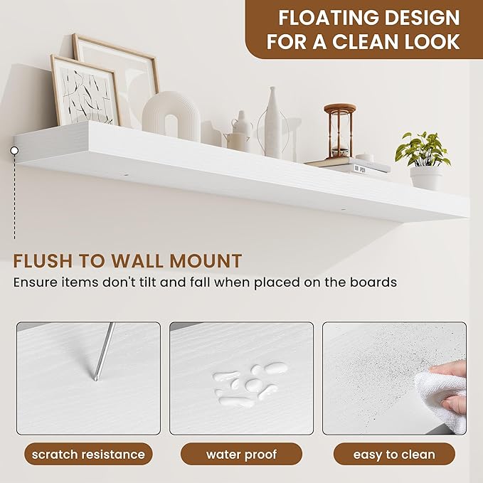 fuqing Floating Shelves for Wall, Wall Mounted Wood Floating Shelf