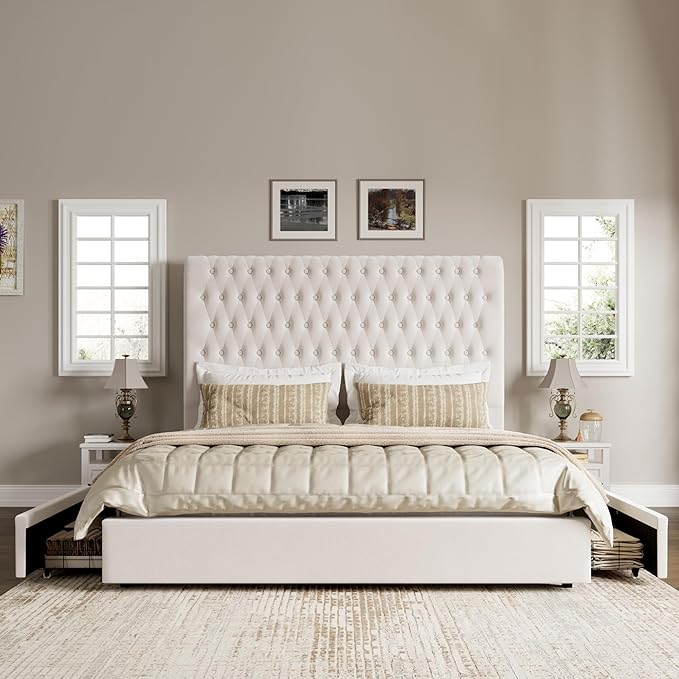 Queen Size Bed Frame 54" Tall Headboard