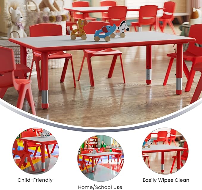 Flash Furniture Wren 23.625''W x 47.25''L Rectangular Red Plastic Height