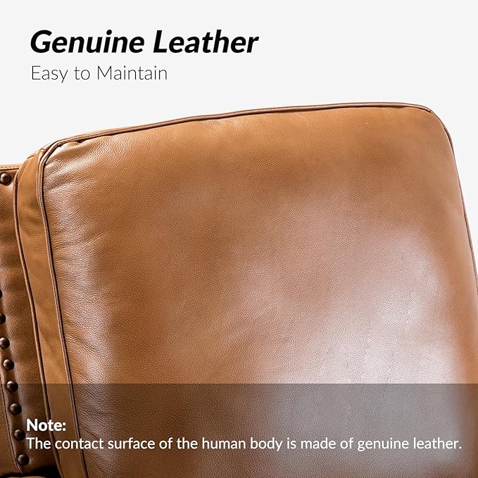 HULALA HOME Genuine Leather Manual Recliner Chairs Set of 2
