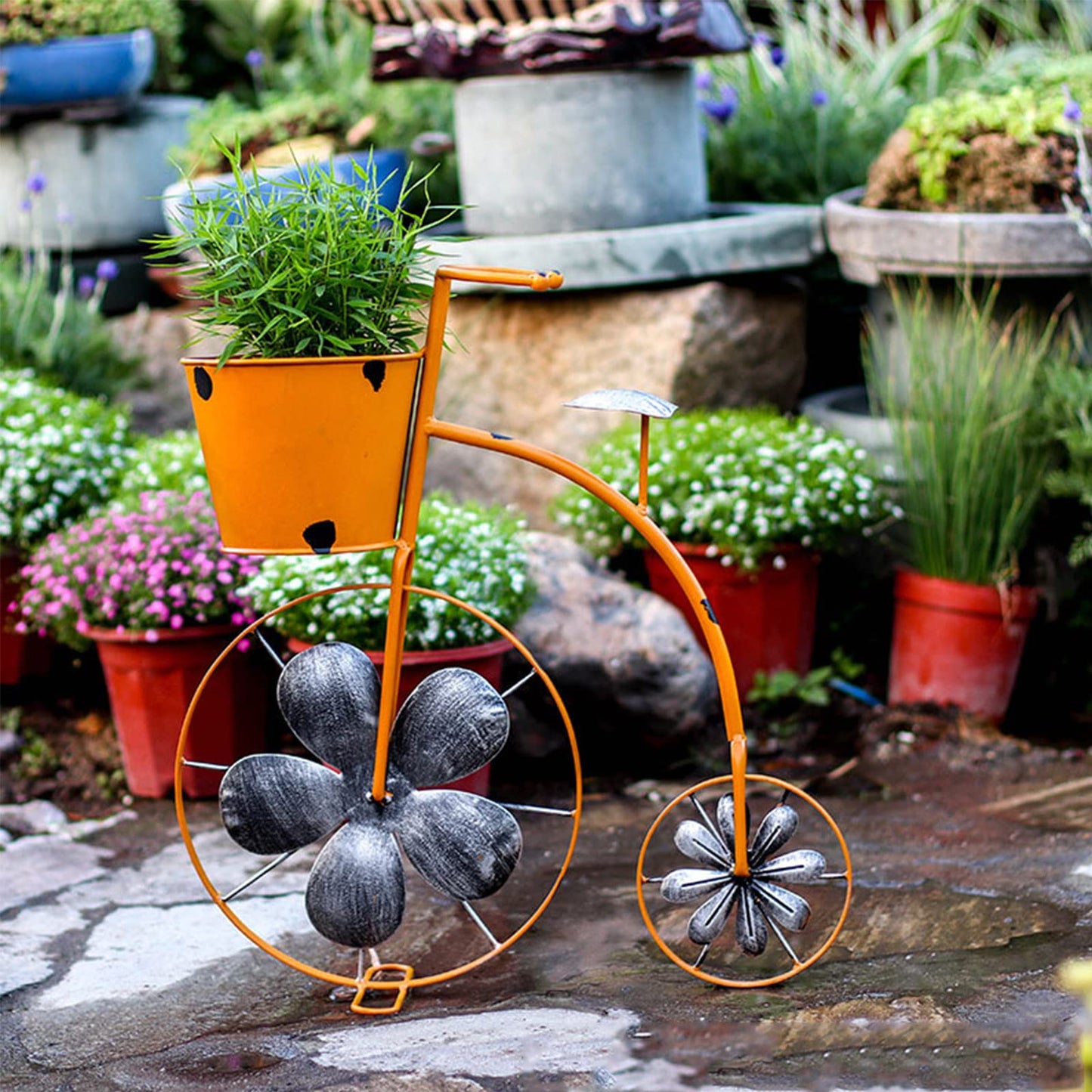 Metal Plant Stand,Flower Pot Cart Holder,Flower Display Shelf - Ideal for Home, Garden, Patio - Great Gift for Plant Lovers, Housewarming, Mother’s Day (A)