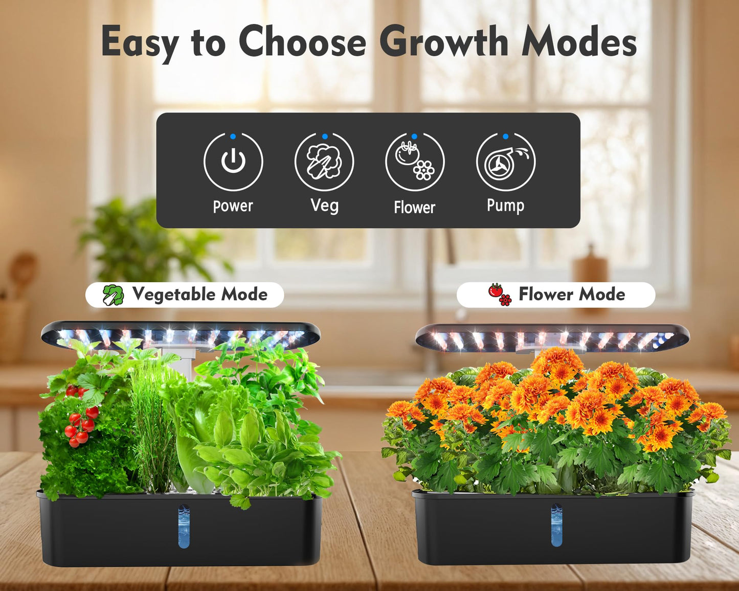 hdroor Hydroponics Growing System Kit 12 Pods Indoor Garden, Hydroponic Indoor Herb Garden Kit with Grow Light, Smart in Door Gardening Gifts for Women, Adjustable Height, Auto Timer, Quiet Pump
