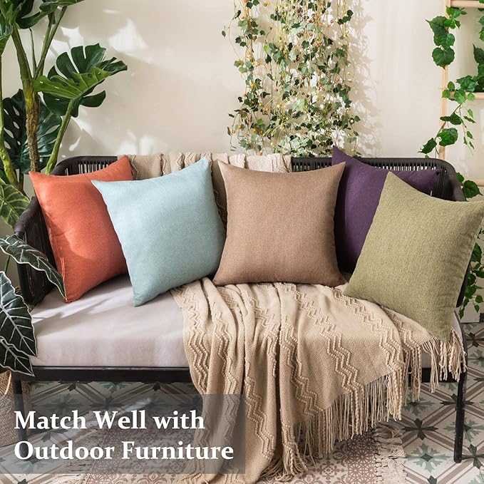 MIULEE Pack of 2 Decorative Outdoor Solid Waterproof Throw Pillow Covers Euro