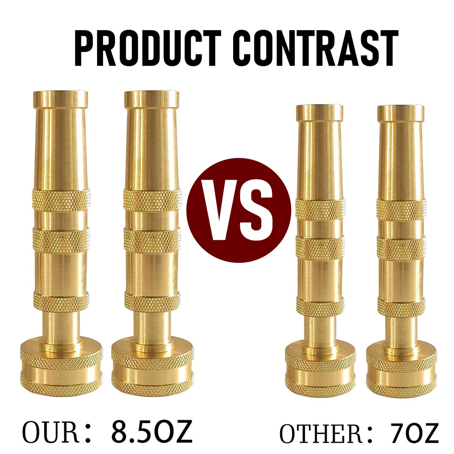 Hourleey Adjustable Twist Hose Nozzle, 4" Heavy-Duty Brass Hose Nozzle with 8 Garden Hose Rubber Washers (4 Pack)