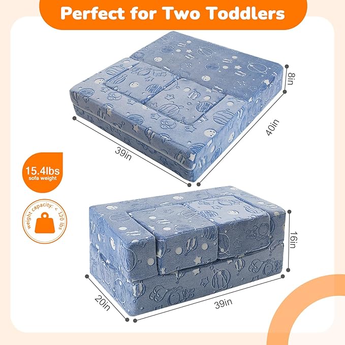 MeMoreCool Modular Kids Sofa, Glow in The Dark Space Kids Play Couch Sofa